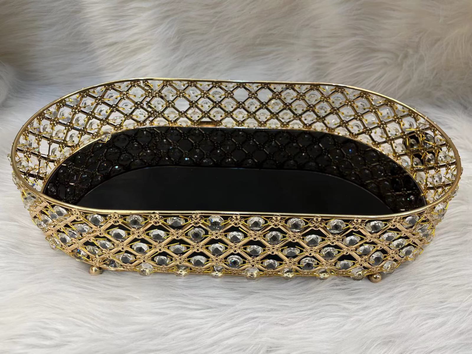 Luxurious diamond and gold plated tray