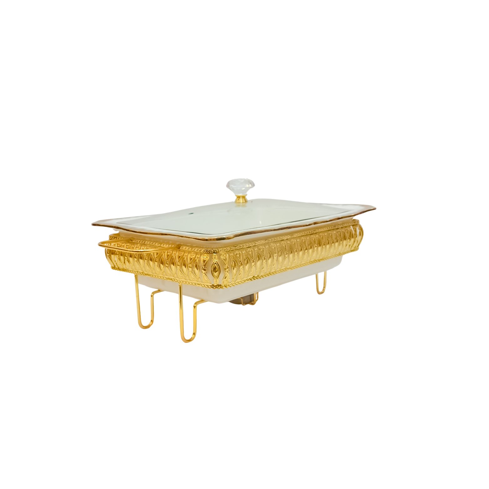 chaffing dish with lid food serving tray with burner and golden rack